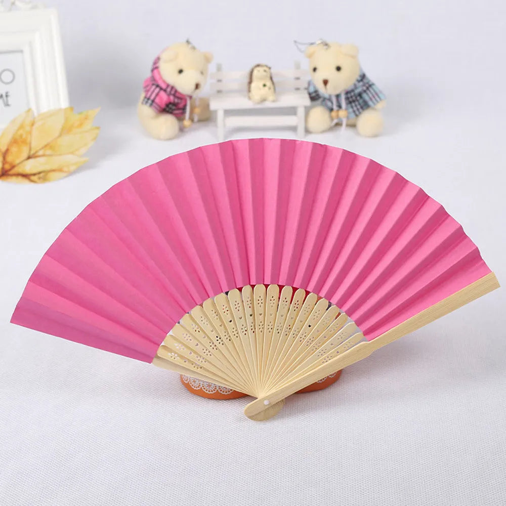 Pattern Folding Dance Wedding Party Lace Silk Folding Hand Held Solid Color Fan Solid Color Folding Fan Multi Color Folding Fan Qme Hot Pink