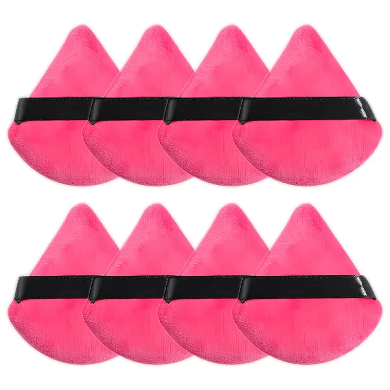 Velvet Cosmetic Foundation Puff Soft Triangle Makeup Puffs Women Face Beauty Sponge Blender Washable Makeup Powder Accessories Qme 8PCS Rose