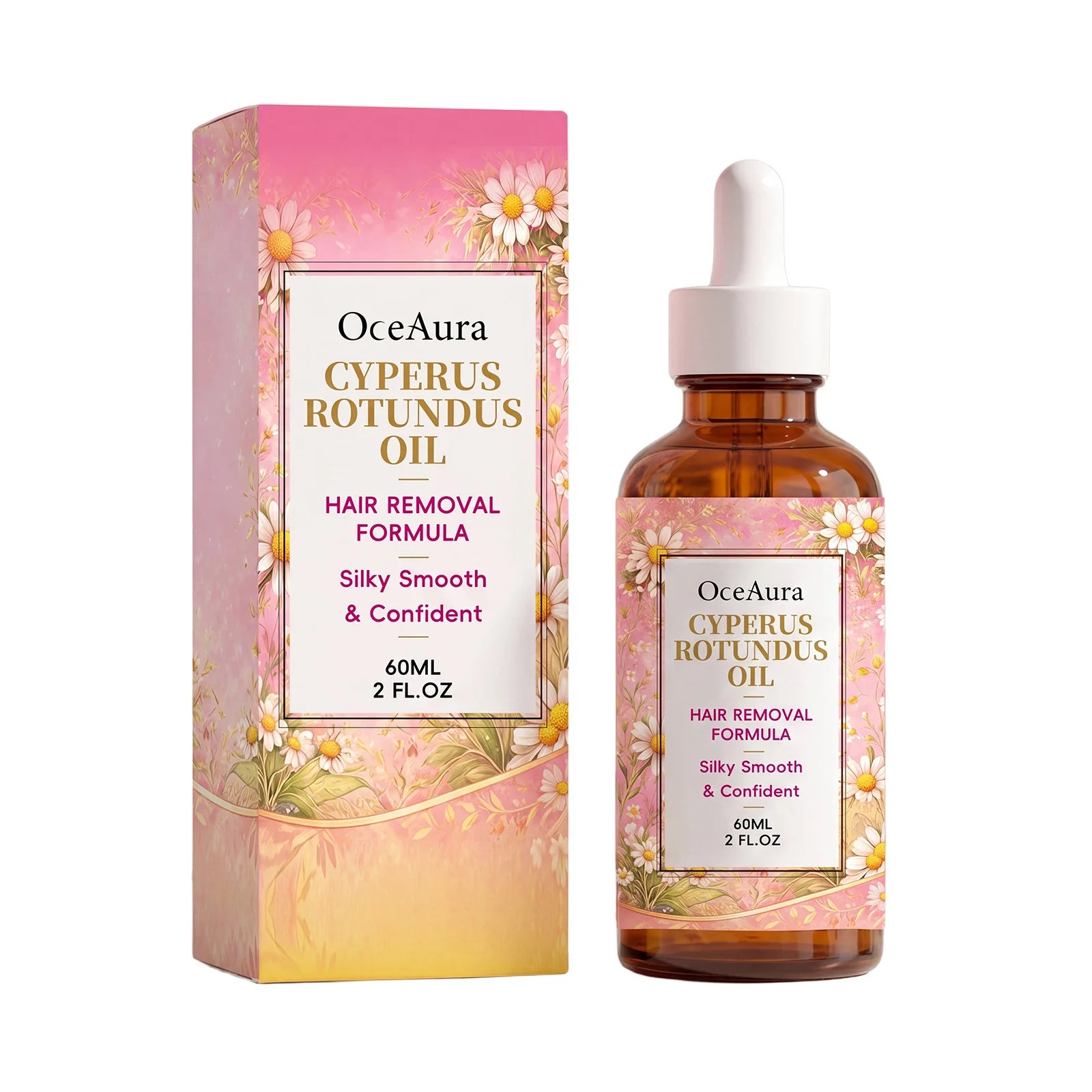 OceAura Cyperus Rotundus Hair Removal Oil Lightweight Non Greasy Gentle Soothing Moisturizing Silky Smooth Hair Reduction Oil Qme 60mL