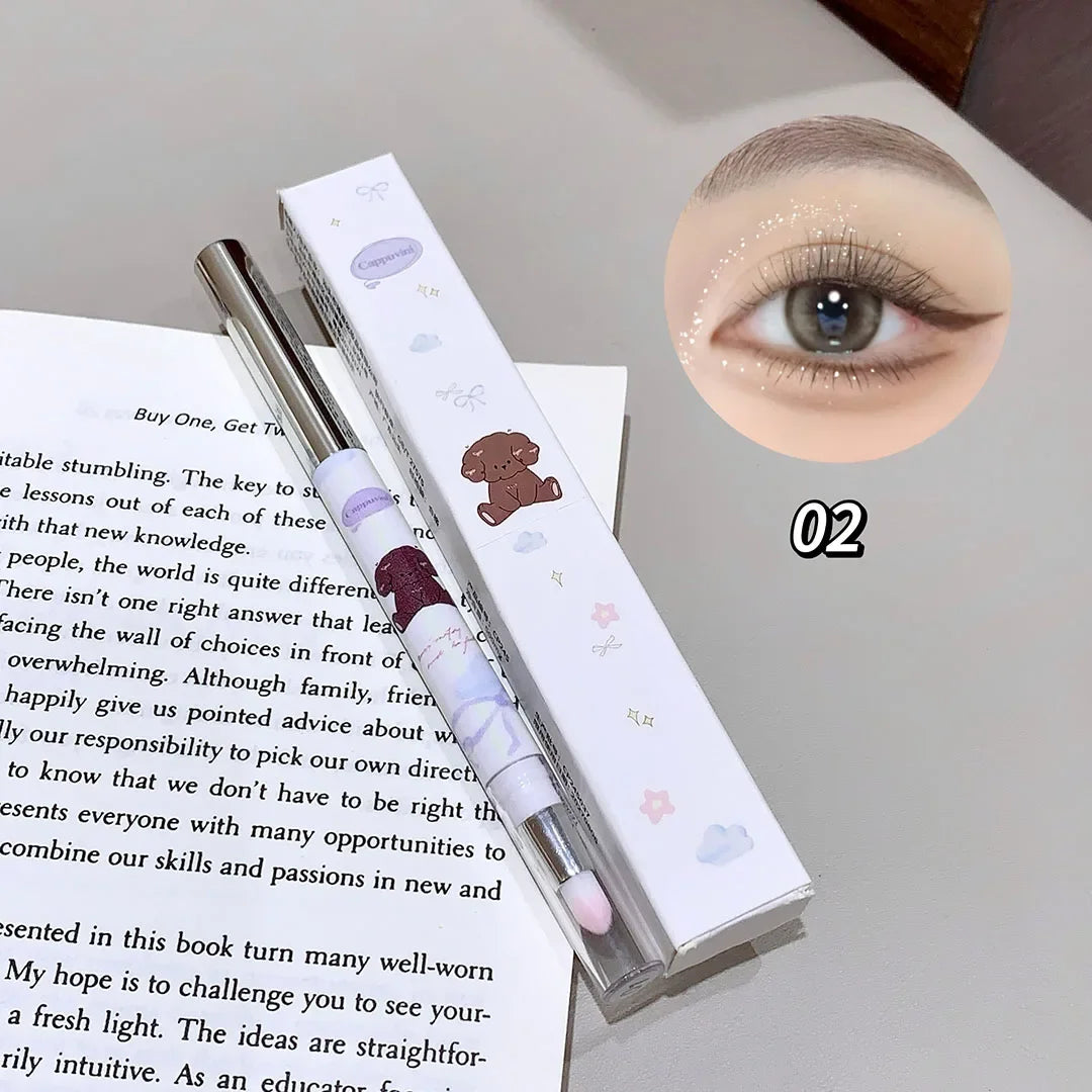 Double-head Milk Green Eyeliner Shadow Pencil Waterproof Lasting Ultra-thin Shimmer Matte Colorful Eyeliner Gel Pen With Brush Qme 02