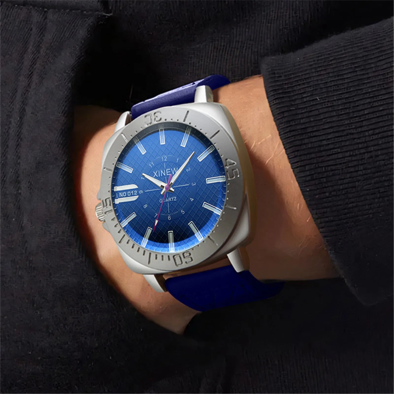Male Hig-end Fashion Simple Business Leather Band Strap Glass Minimalist Round Dial Versatile Daily Outgoing Quartz Wrist Watch Qme
