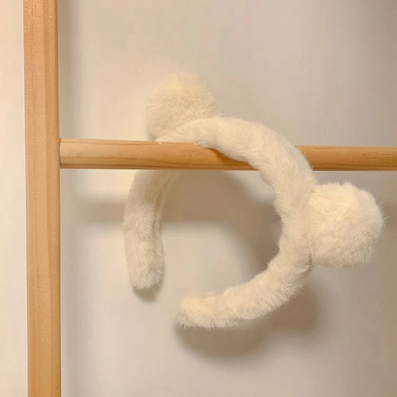 Girls Cute Plush Bear Rabbit Ears Headband Autumn Winter Head Hoop Qme