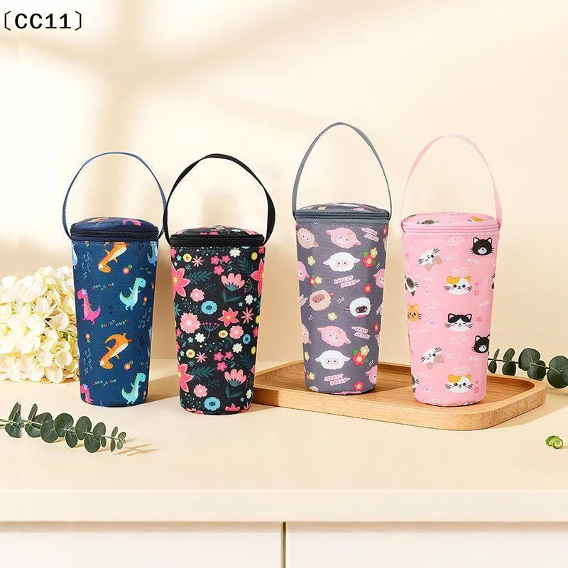 Cute Cartoon Insulated Water Bottle Carrier Bag Waterproof Fabric Qme