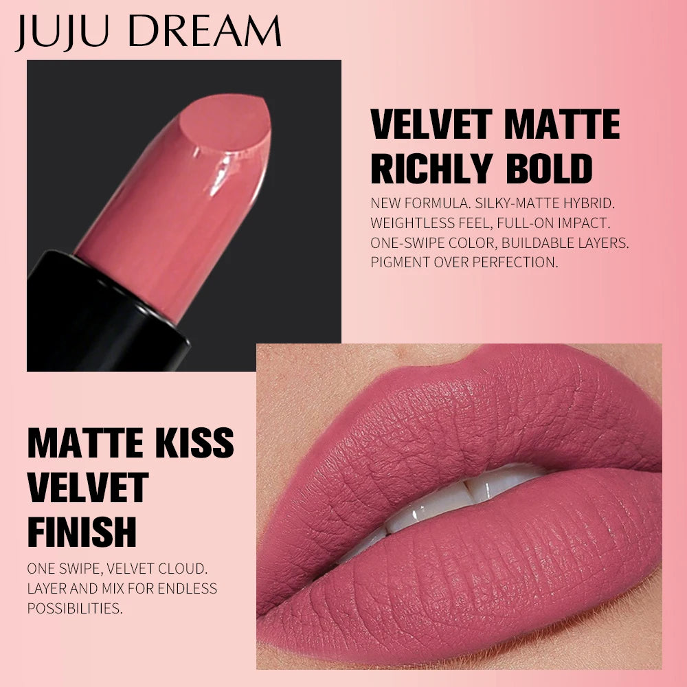 Waterproof Matte Lipstick Rich Velvet Finish Long Lasting Smudge Qme