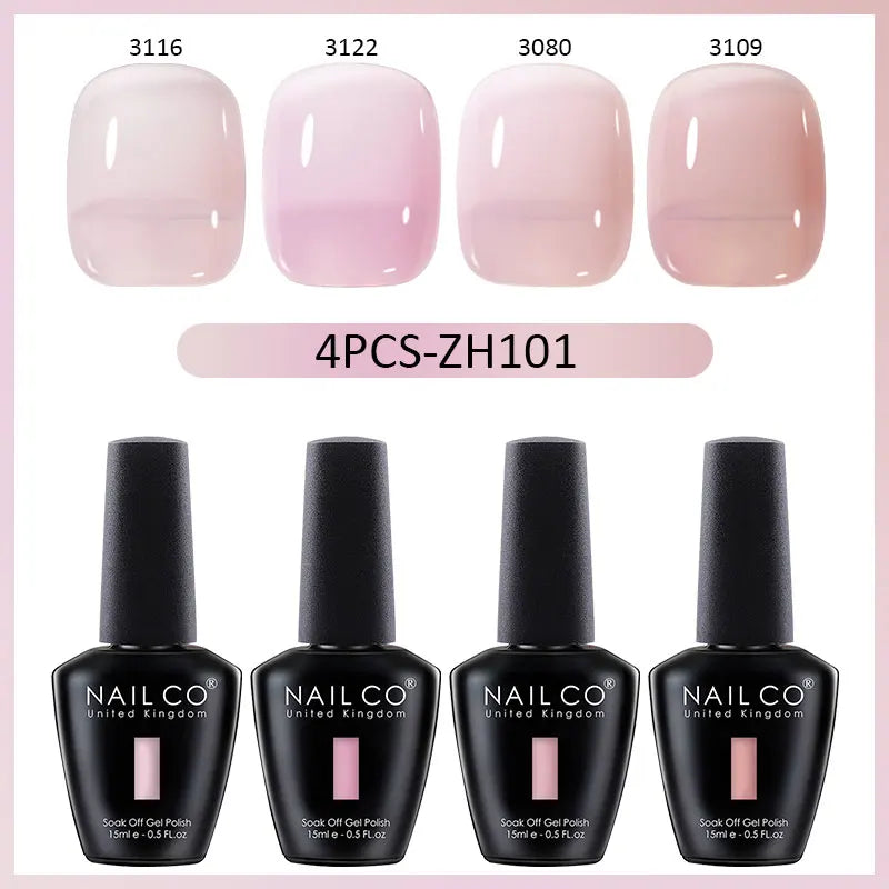NAILCO Jelly Glass Gel Nail Polish 4Colors Series Translucent Candy Qme 4H-ZH101