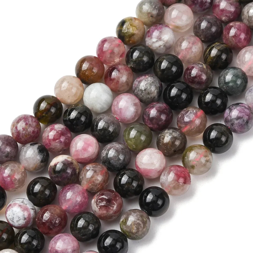 Natural Multicolor Tourmaline Round Bead Strands, 3mm 4mm 5mm 6mm 8mm for DIY Necklace Bracelet Earring Jewelry Making Qme 2 Strand 8mm