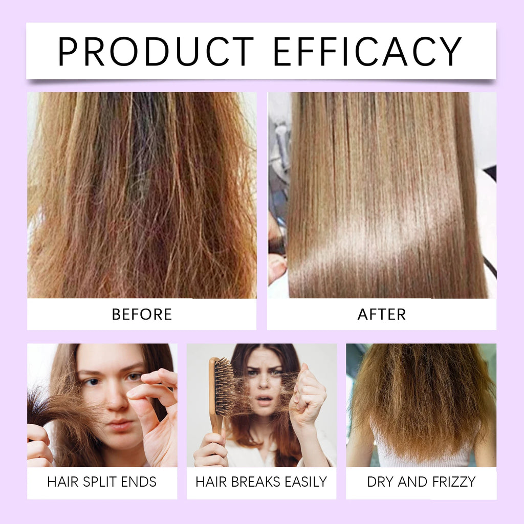 Purple Keratin Hair Mask for Repair Damaged Frizzy Hair Soft Shiny Smooth Nourishing Moisturizing Treatment Deep Hair Care Mask Qme