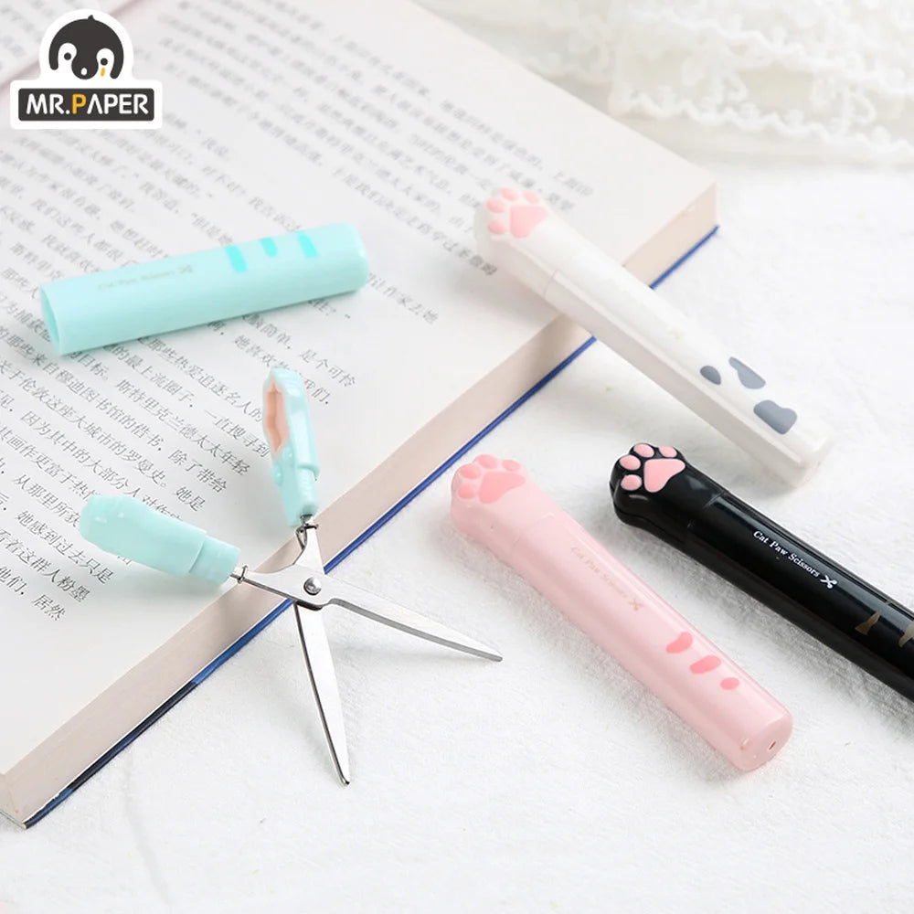 4 Styles Stainless Steel Cat Paw Scissors, Creative Cute Portable Paper Cutting Tool, Student Journaling Supplies Craft Tool Qme