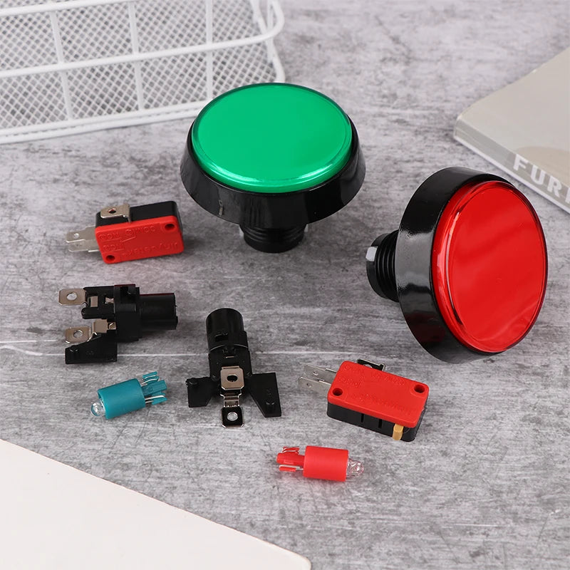 Arcade Button DC 12V LED Large Round 5 Micro Switch Auto Reset Cabinet Qme