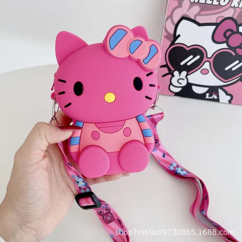 Hello Kitty Kuromi Coin Purse Cute Cartoon Student-Style Instagram-Inspired Fashion Bag Melody Silicone Crossbody Bag Qme 22