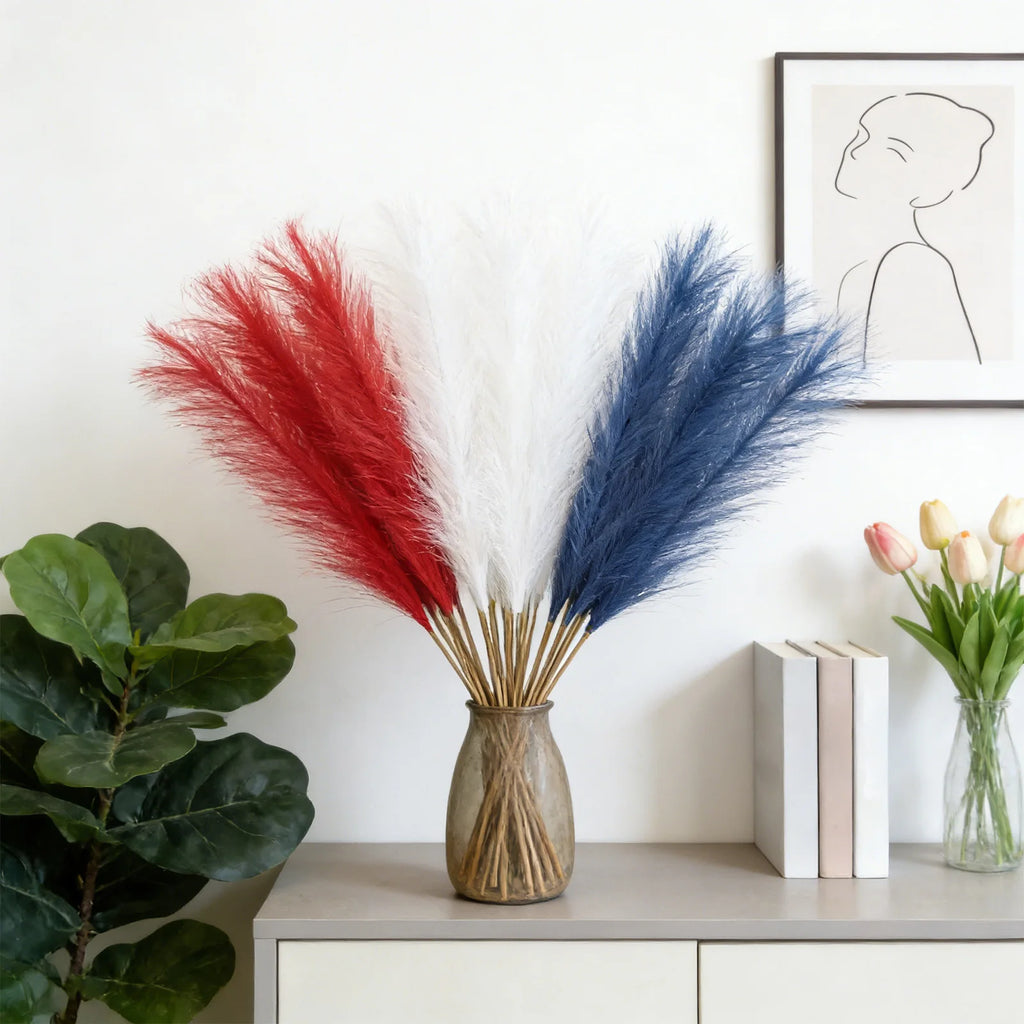 30pcs Random Color Fluffy Pampas Grass Artificial Simulation Plant Flowers for Anniversary Wedding Boho Bouquet Party Decoration Qme