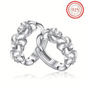 925 Sterling Silver Exquisite Camellia Pattern Hoop Earrings Cute Elegant Style Delicate Gift For Women Girls Daily Casual Qme Silver