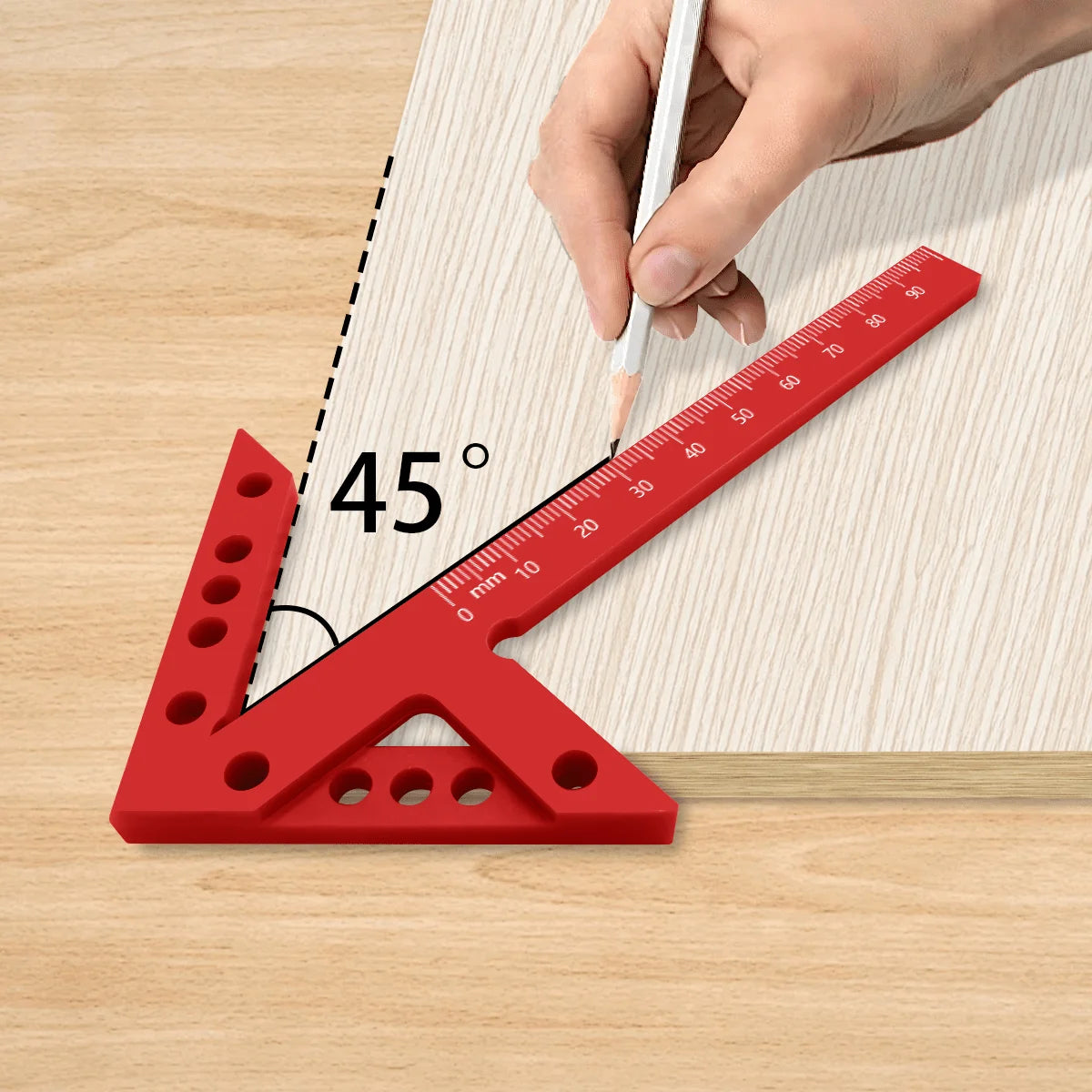45/90 Degree Center Finder Measuring Ruler,Woodworking Angle Marking Tool,Carpenter Precision Scribe For Accurate Layout And DIY Qme