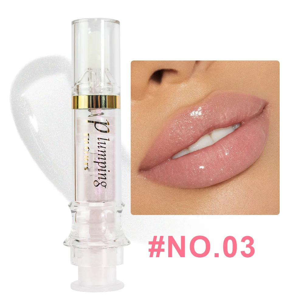 Shine Crystal Volume Lip Oil Plumping Pearl Gloss Pink Blue Hydrating Transparent Jelly Lip Gloss Serum Lip Care Makeup Cosmetic Qme 03
