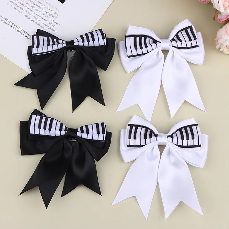 Piano Key Bow Hairpin Hair Clip Retro Girl Side Duckbill Accessory Qme