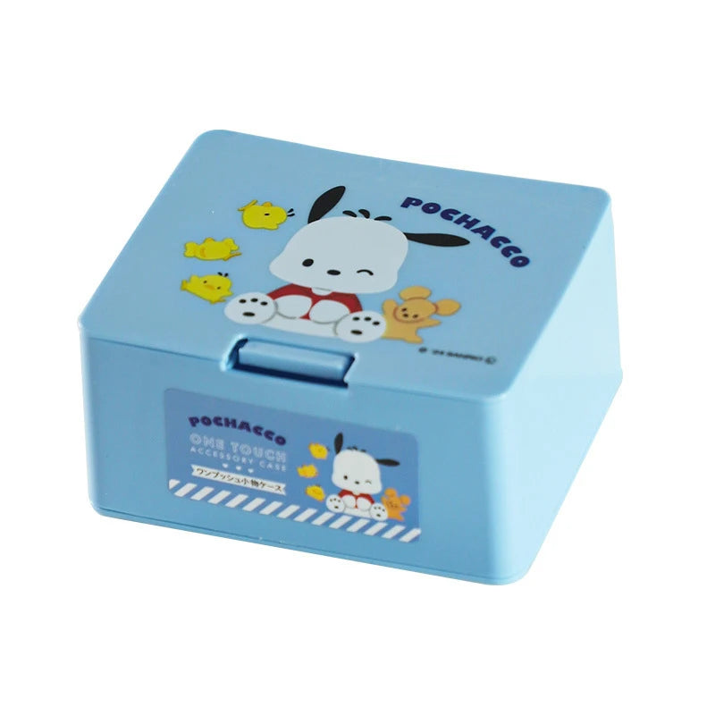 Hello Kitty Cartoon Push-Button Cosmetic Storage Box Acrylic Desktop Lipstick and Small Item Organizer for Home Use Qme