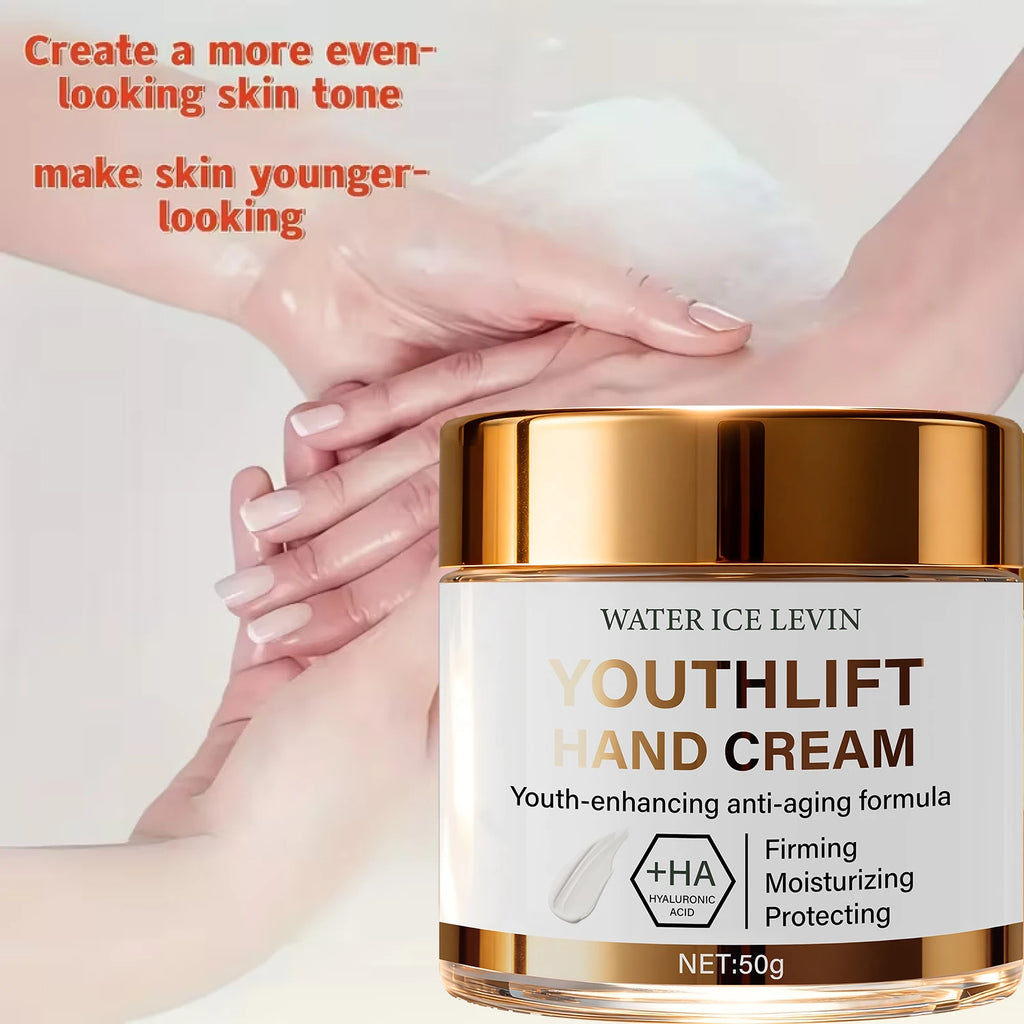 YouthLift Anti-Aging Hand Cream with HA & Retinol for Firming, Moisturizing & Protecting Mature Skin. Qme