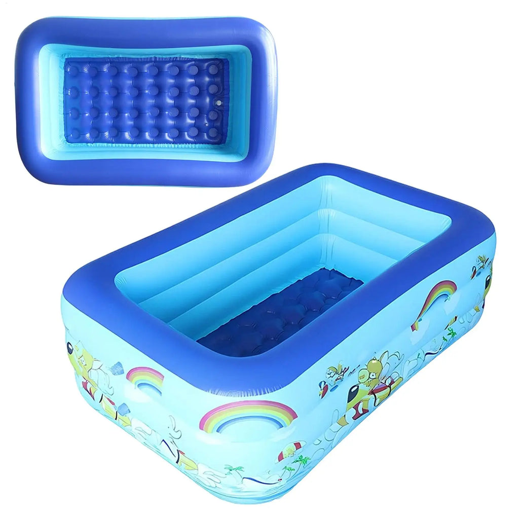 Young Kids Pool Inflatable Rectangle Safe Landing Inflating Kids Pool for Backyard for Students Girls Children Parents Backyard Qme