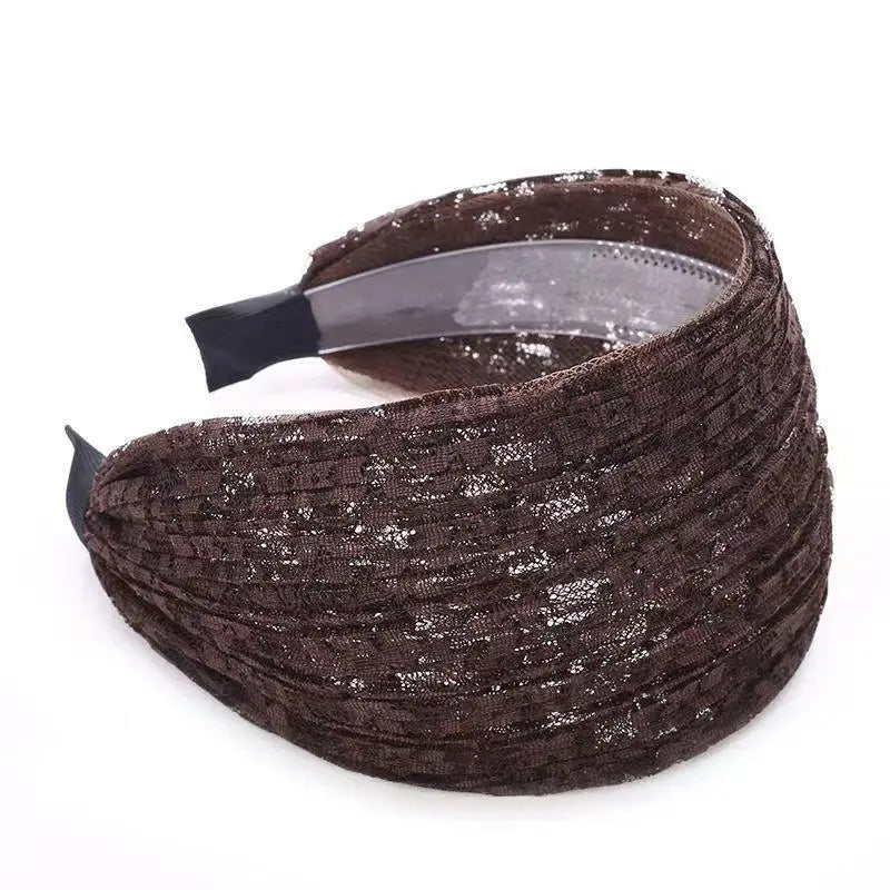Flower Lace Mesh Hair Band Wide Side Hoop Headbands Women Headwear Qme A2