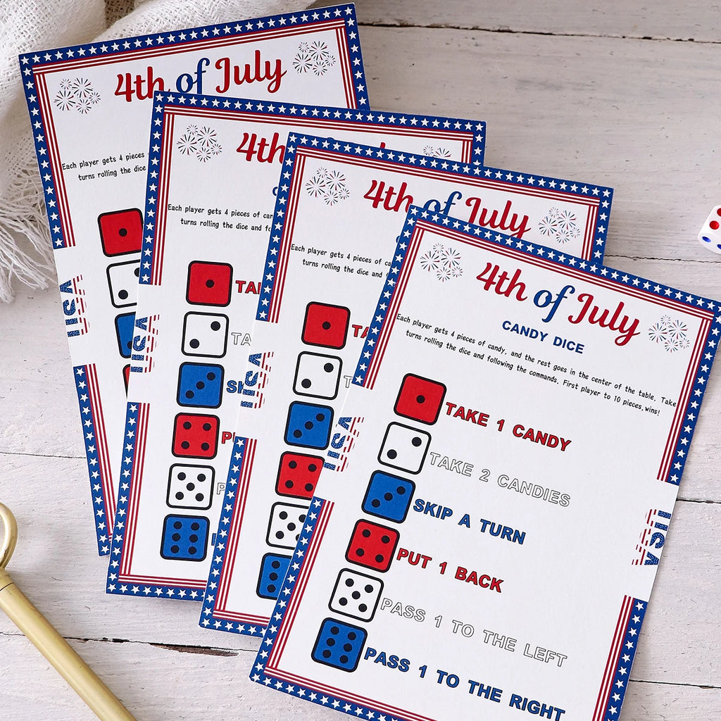 5–50Pcs Independence Day Star-Bordered Dice-Themed Game Cards—Creative Independence Day Gifts, Board Games, and Party Supplies Qme