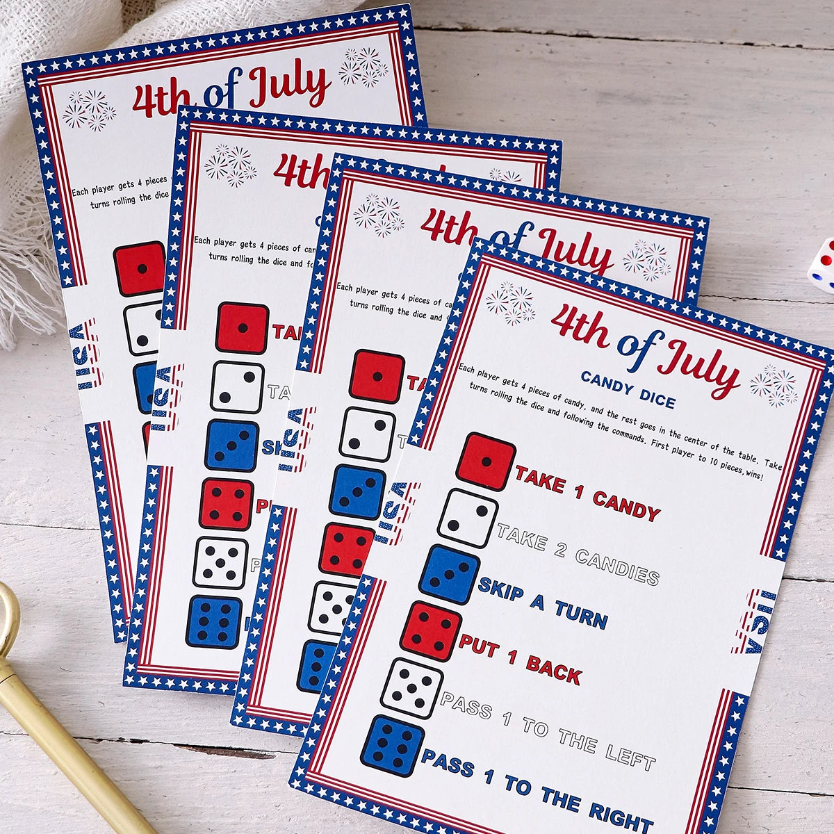 5–50Pcs Independence Day Star-Bordered Dice-Themed Game Cards—Creative Independence Day Gifts, Board Games, and Party Supplies Qme