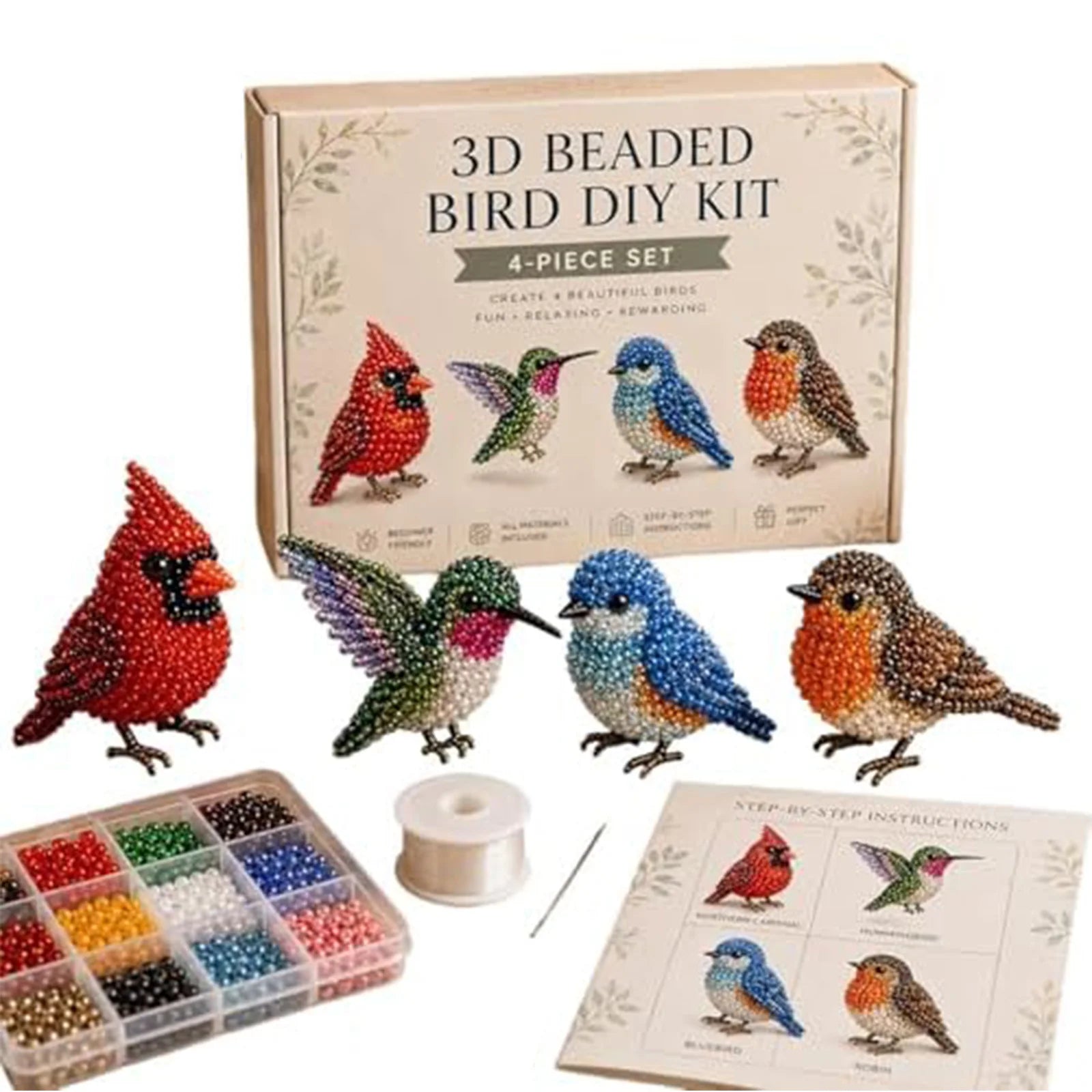 Cute Farm Animal Bead Craft Kit Diy 3d Beaded Ornament Set Perfect For Home Decor Keychains & Gift Giving Easy Craft Qme Style 13