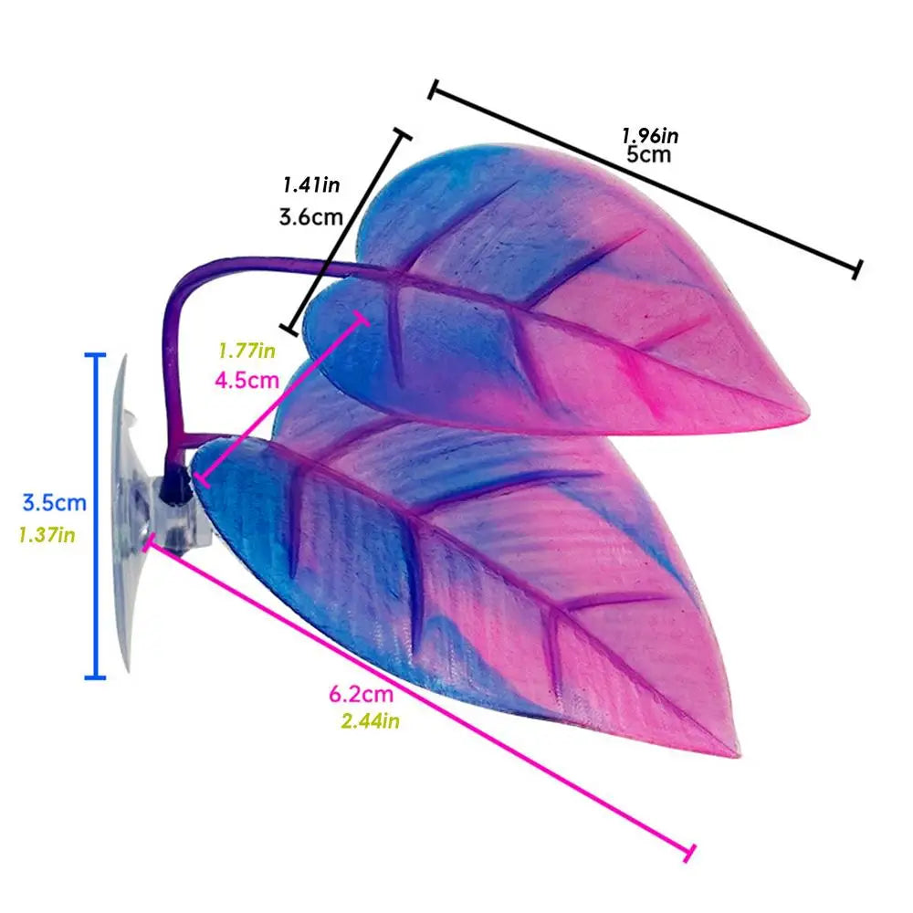 Aquarium bucket fish leaf with suction cup simulation water grass decoration leaves artificial lightweight fish leaf hammock Qme Purple