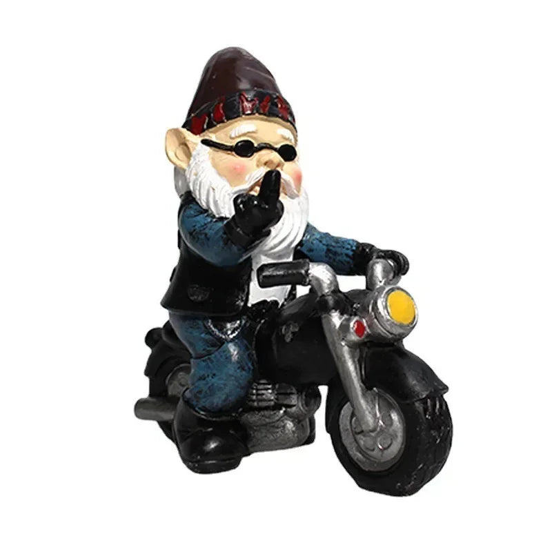 Gnome Dwarf Resin Home Garden Decoration Crafts Ornaments Biker Old Qme A