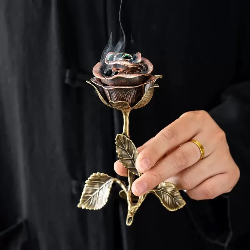Antique Rose-scented Incense Burner Vintage Ceramic Aromatherapy Qme