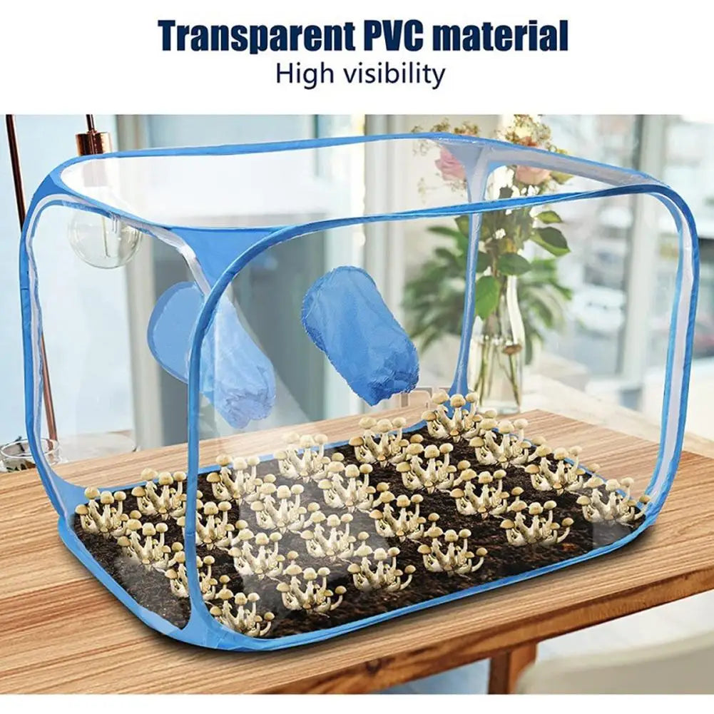Still Air Box Mushroom Grow Kit Portable Compact Still Air Box Mycology Mushroom Fruiting Chamber Grow Tent for Home Scientists Qme