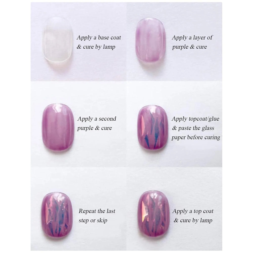 4 Gradient Aurora Cellophane Nail Stickers Mirror Design Broken Glass Qme