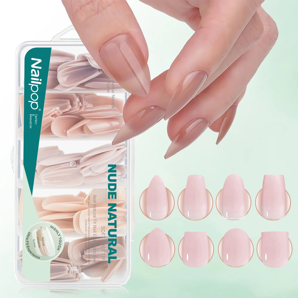 Nailpop 140 Mixed 5 Colors Nude Pink False Nails Artificial Press Qme