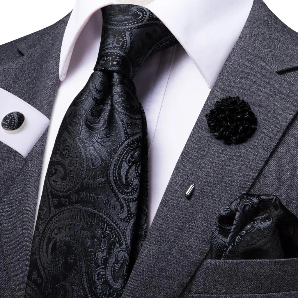 25 Colors Neck Ties Men Luxury Wide Silk Wedding Tie Pocket Square Qme N-1494-XH-0064