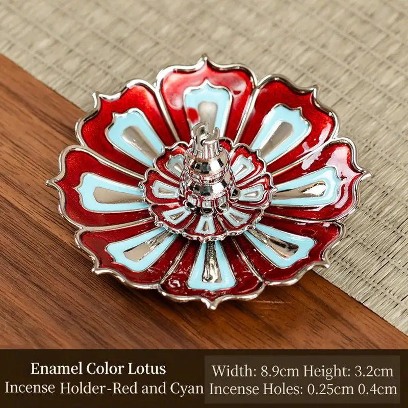 Enamel Color Metal Zen Incense Incense Diffuser Incense Stick Holder Censer Aromatherapy Use In Office Teahouse Qme Red and Cyan