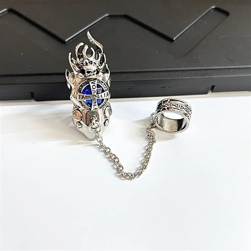 Fashion Japan Anime Hitman Reborn Joint Ring Gemstone Revolving Rings Cosplay Props Figure Toys Punk Gothic Fans Party Gifts Qme Blue