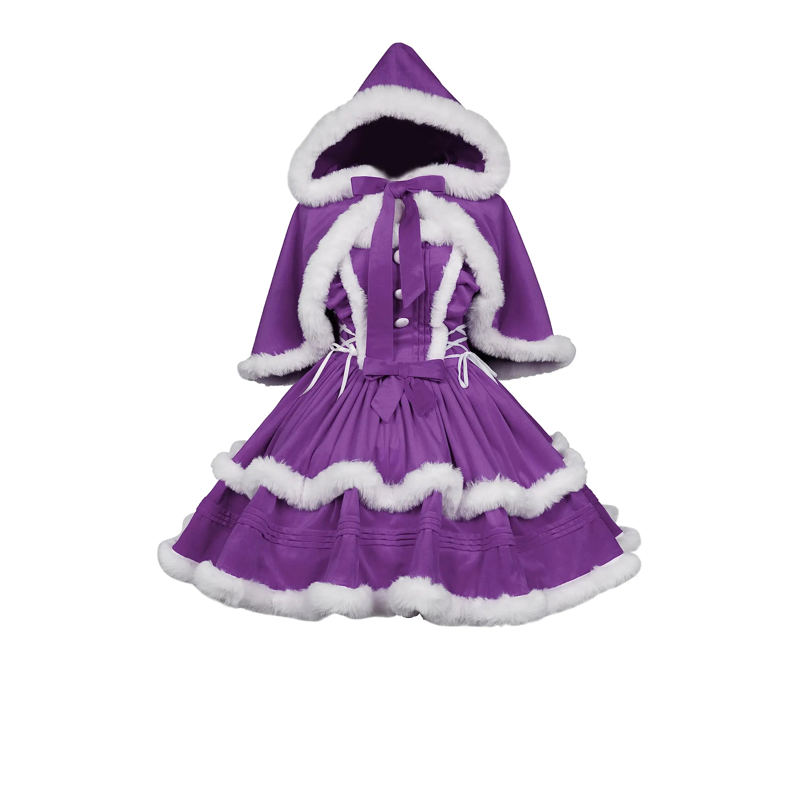 Womens Christmas Dresses Santa Christmas Outfits Cute Lolita Dress Red Green Purple Xmas Halloween Cosplay Costume For Adult Qme C S
