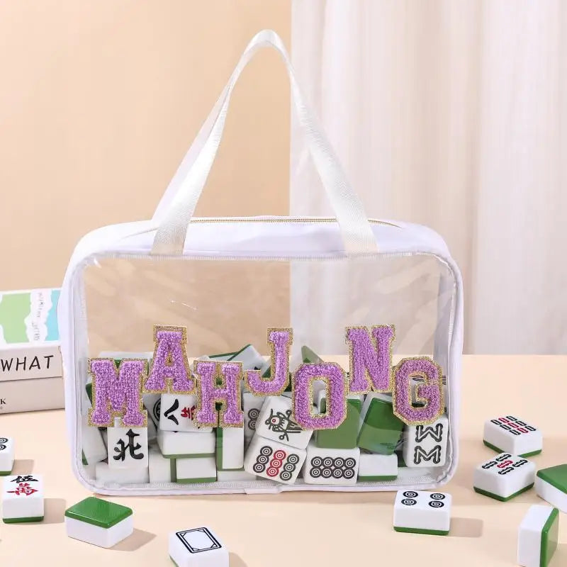 Business Studio Home Travel Adults Teens Mahjong Tile Bag Waterproof Qme White