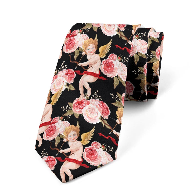 Men's Slim Fit 3D Printed Tie Flower Skull Harajuku Business Formal Qme style10