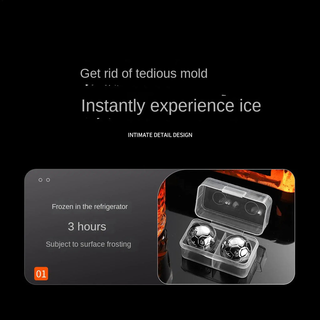 Metal Ice Cubes Reusable Refreezable Football Cooling Rocks 4 Drink Qme
