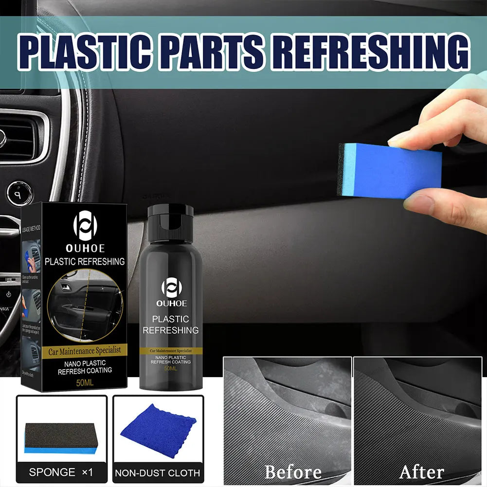 Plastic Refurbish Cleaning Cleaner with Sponge Brush and Wipe Renovation Agent Repair 30/50ml for Automotive Interior Cleaning Qme