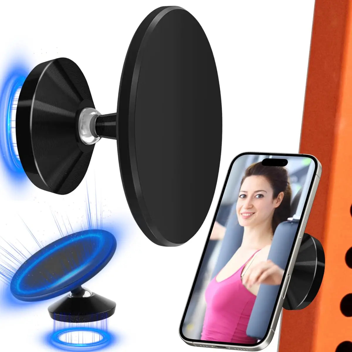 Gym Mate Magnetic Phone Mount &Double-sided Magnetic Suction Phone Holder for MagSafe. Shoot Hands-Free Videos While Working Out Qme