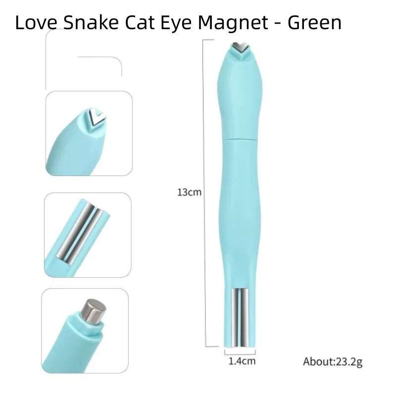Cat Eye Nail Magnetic Stick Love Heart Snake Pattern French Cat Eye Nail Magnet UV Gel Polish Effect Manicure Design Tool Qme 1pcs green