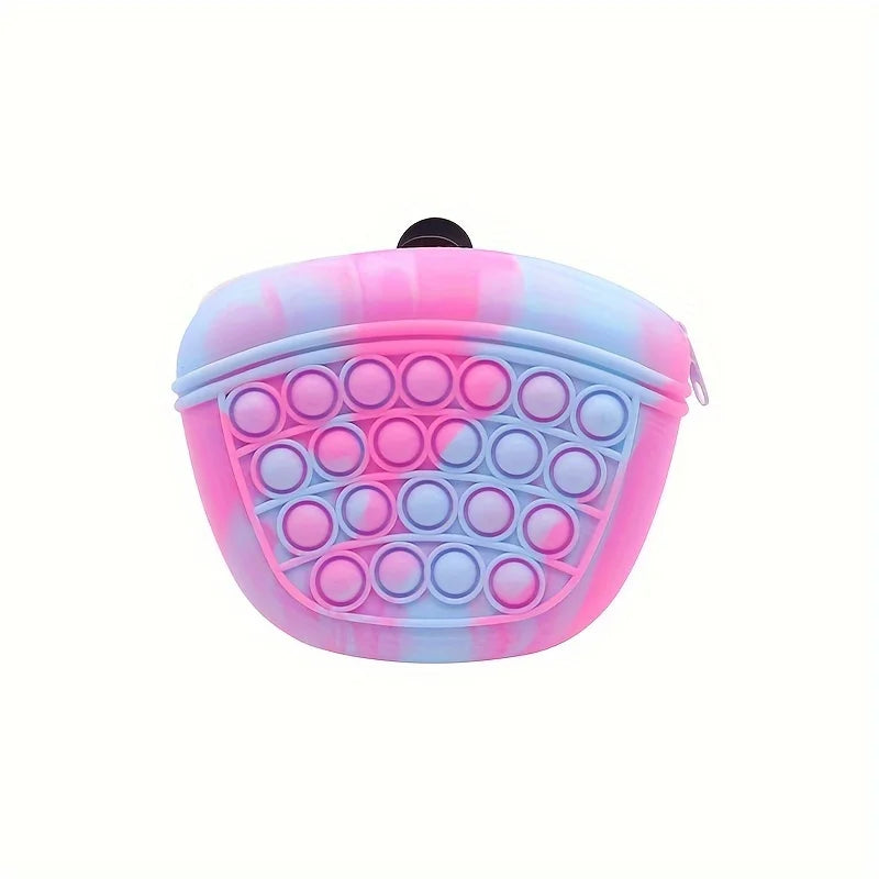 Pet silicone colored dog food bag, portable waist bag for outdoor dog training, dog walking snack bag Qme PURPLE