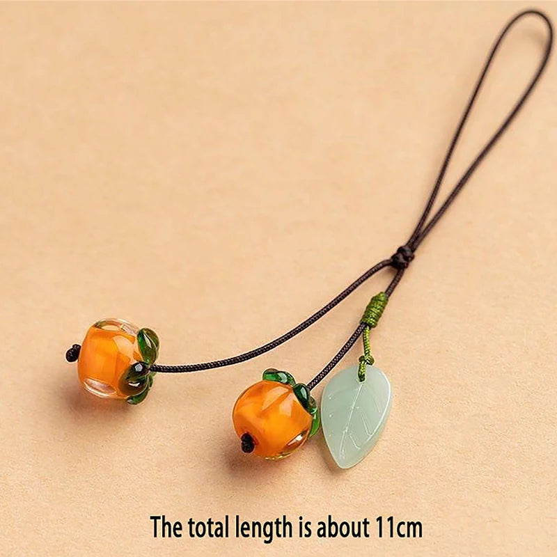 Cute Kawaii Persimmon Vintage Chinese Key Pendant Phone Charms Strap Qme