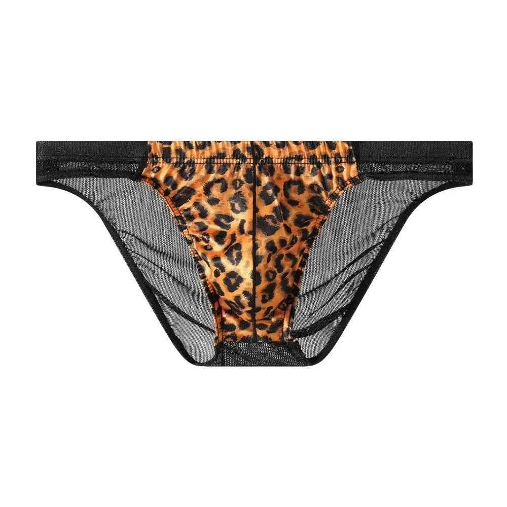 Comfortable Lingerie Leopard Triangle Panties Low Waist Breathable Qme Black 1XL 1pc