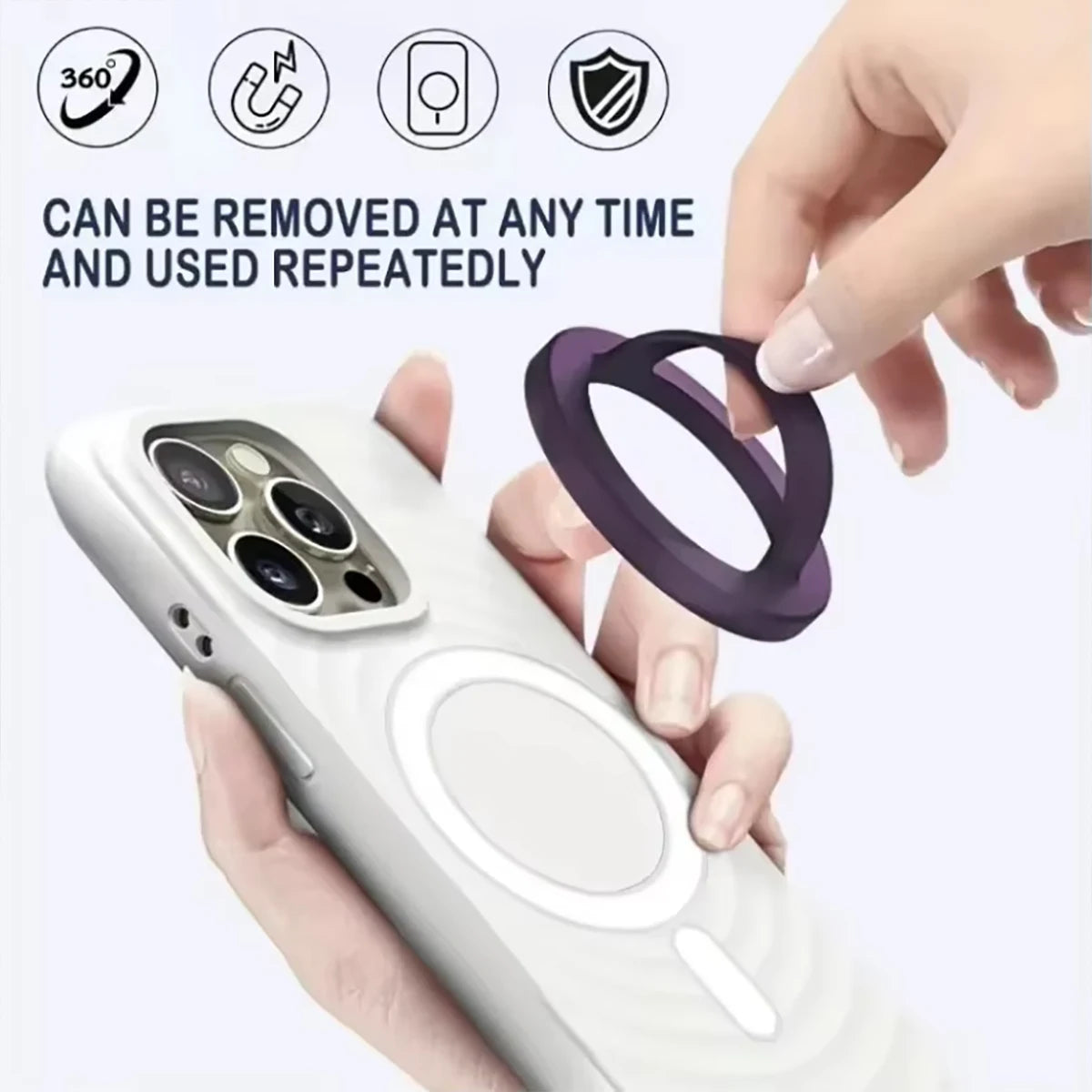 1 Silicone Solid Simple Magnetic Ring Buckle Universal Phone Holder Qme