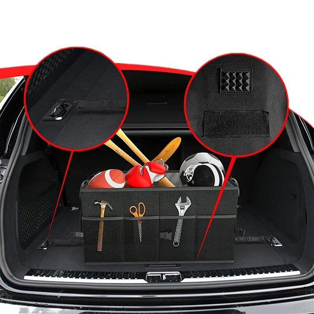 Large Oxford Fabric Foldable Car Trunk Storage Box Multi-Functional Waterproof Collapsible Cargo Organizer for SUV Sedan Qme