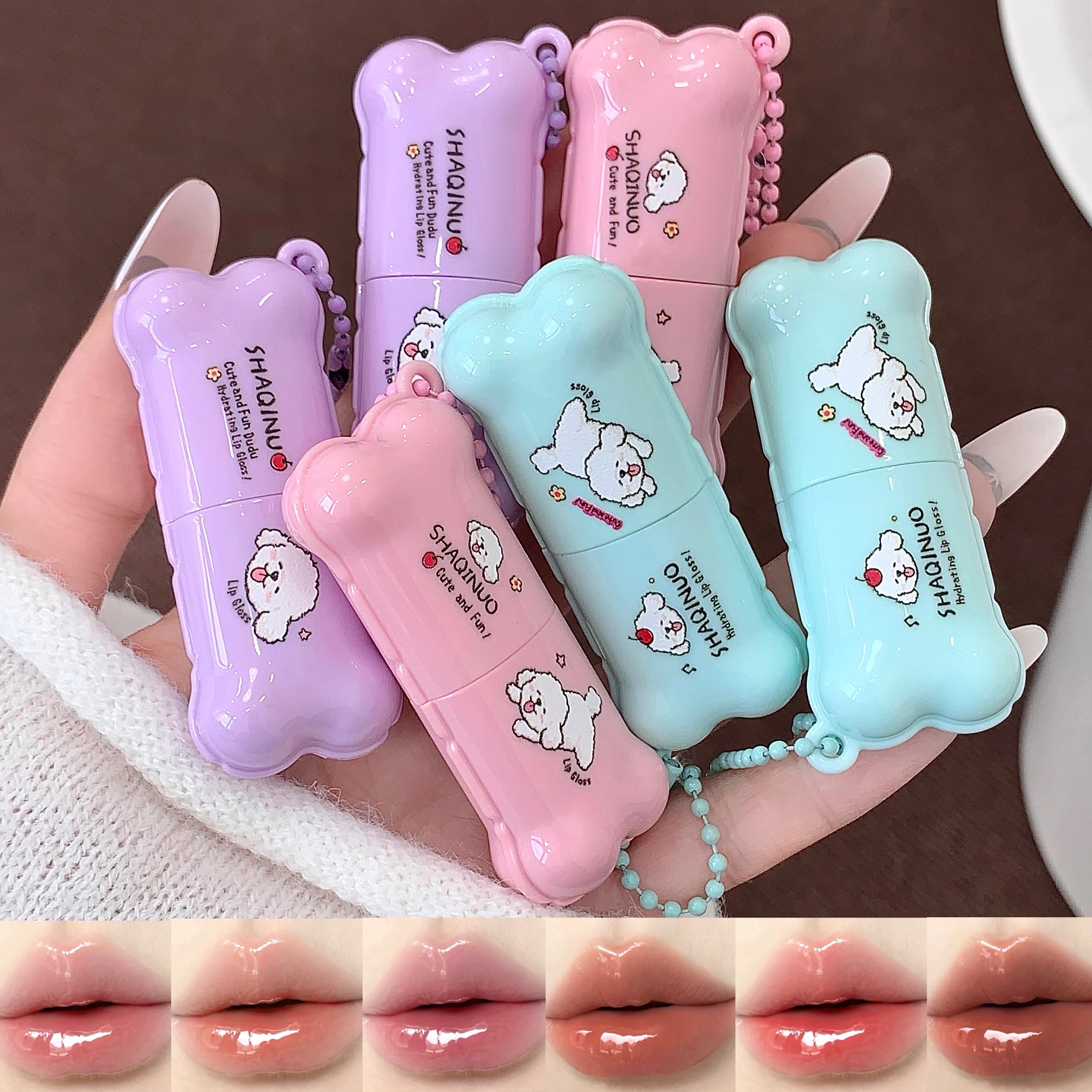 SHAQINUO Glittering Mirror Lip Glaze Watery Shimmering Light Pendant Qme