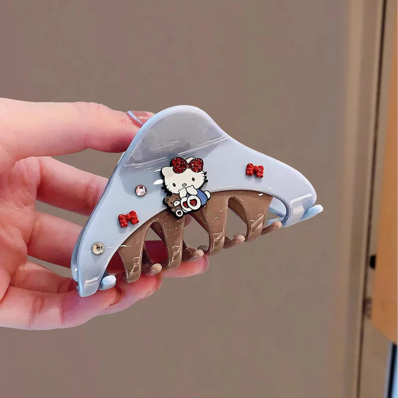 New Hello Kitty Cute Hair Clips Elegant and Stylish Updo Clips Sweet and Cute Cartoon Hair Accessories Qme