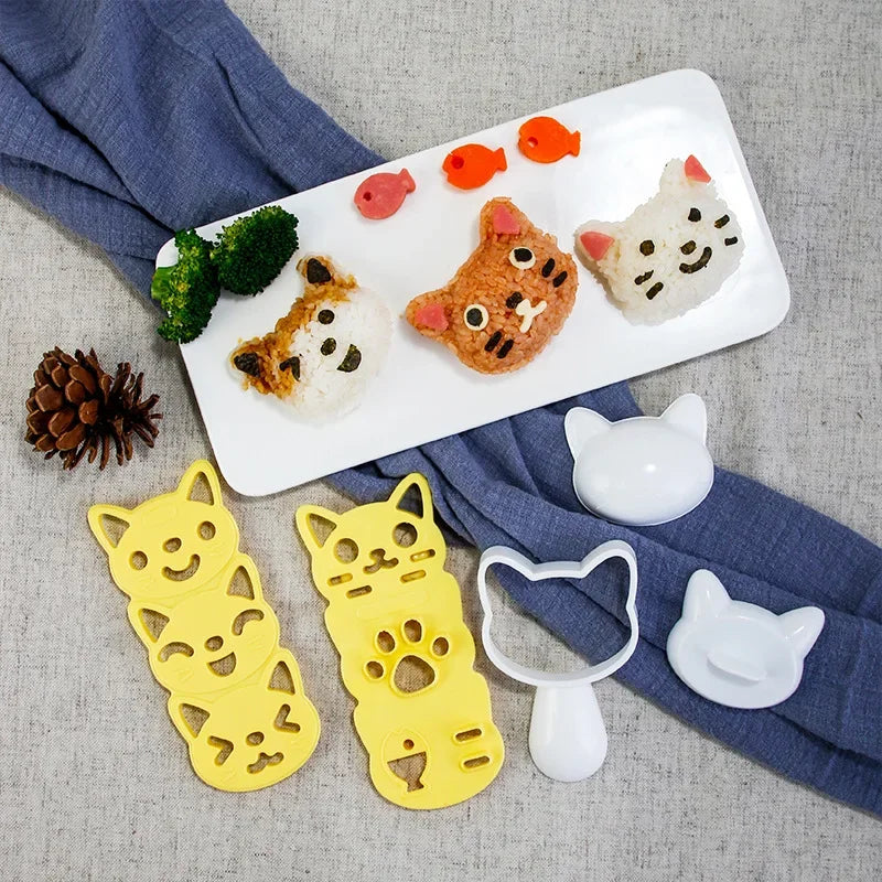 Silicone Rice Ball Mold Cute Cat Bunny Bento Maker Japanese Sushi Nori Rice Mold DIY Kitchen Cooking Tools Gadget Set Qme